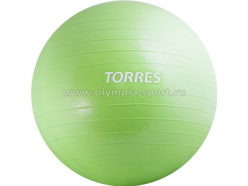 Мяч гимнастический TORRES 55см, эласт.ПВХ, с защит. от взрыва, с насосом, зел