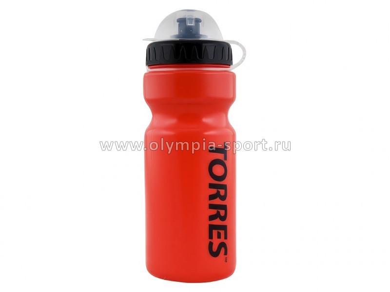 Бутылка для воды "TORRES", 550мл, крышка с колп, красная, черная крышка