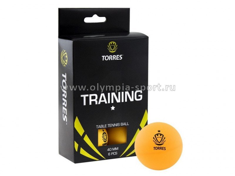 Мяч для наст. тенниса TORRES Training 1*, диам.40+мм, 1шт, оранж