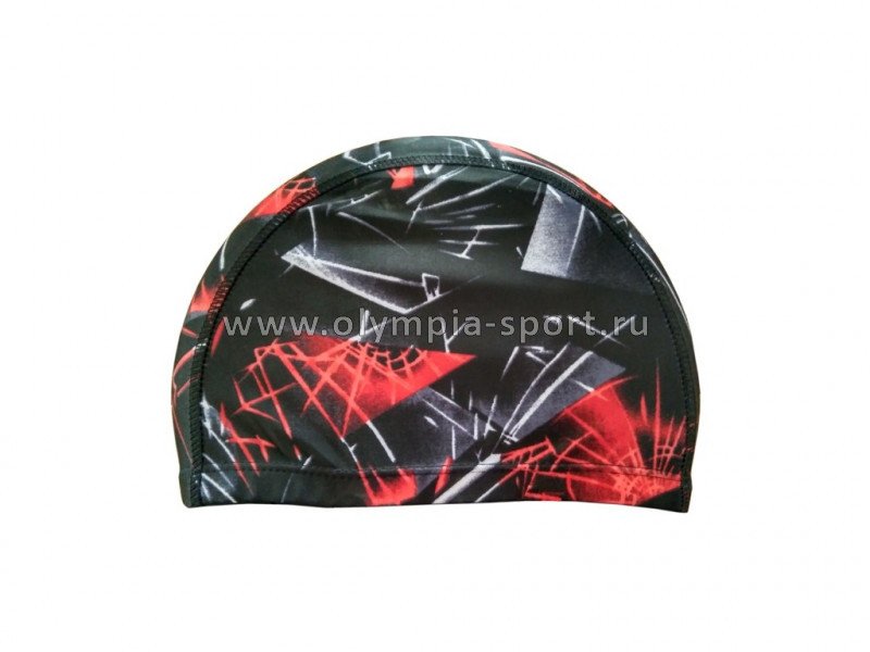 Шапочка для плавания взр. лайкра (черная с красным) R18079