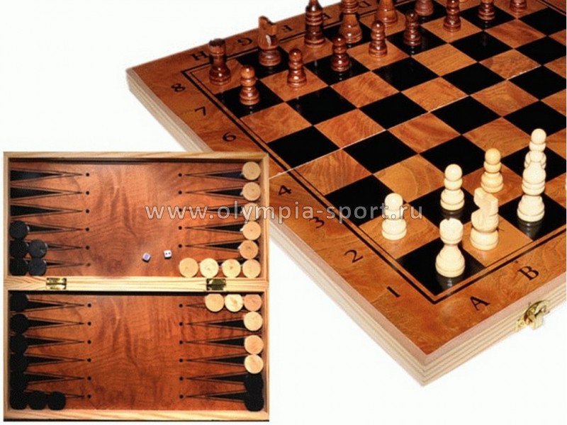 Игра "3 в 1" нарды, шахматы, шашки (доска 29х29см) S3029 (27978)
