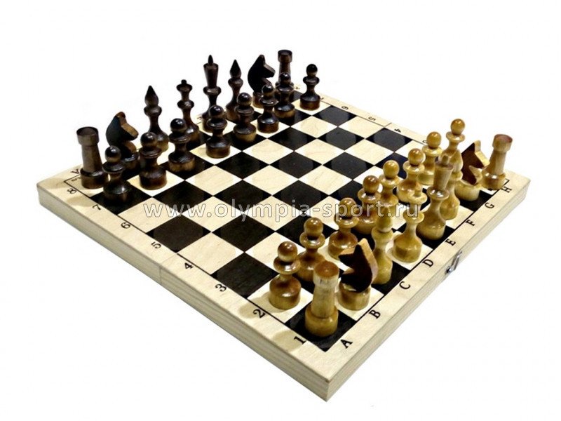 Шахматы деревянные обиходные с доской (лак) 02-18