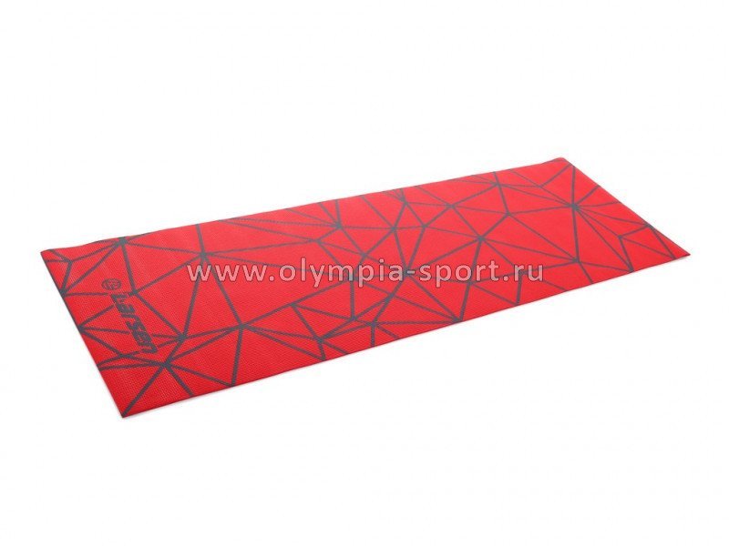 Коврик для фитнеса и йоги Larsen PVC р180х60х0,5см с принтом красный