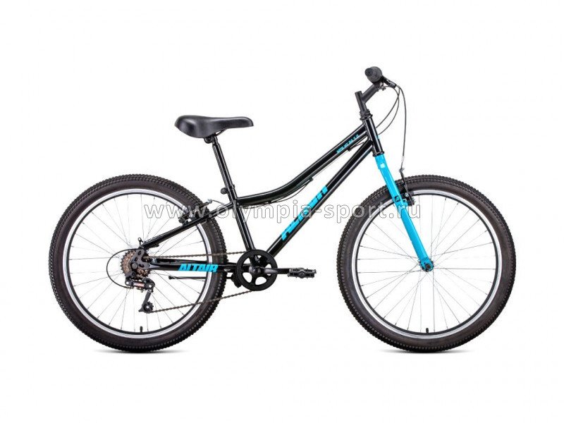 Велосипед Altair MTB HT 24 1.0 (24" 6ск рост 12") черный/голубой