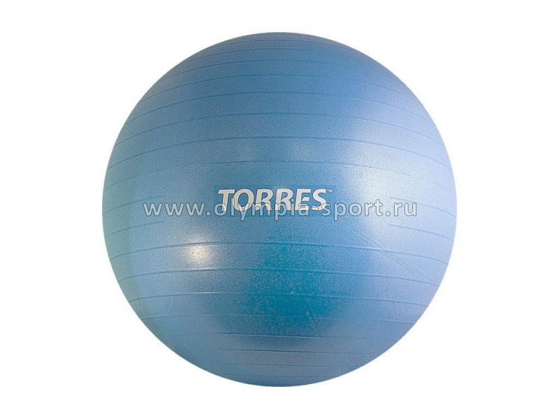 Мяч гимнастический TORRES 55см, эласт.ПВХ, с защит. от взрыва, с насосом, голуб