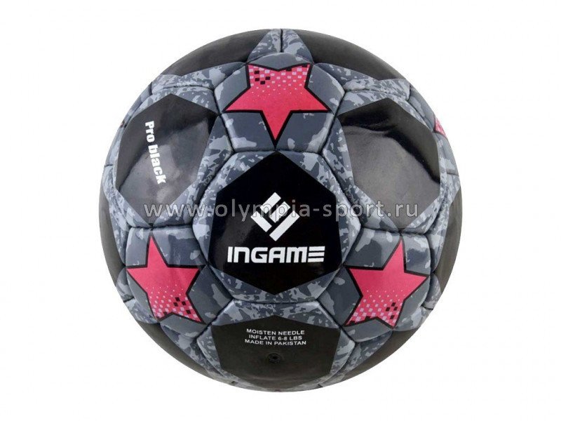 Мяч футбольный INGAME PRO BLACK, №5 черно-красный IFB-117
