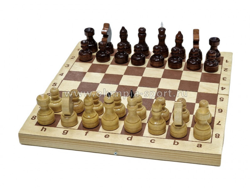 Шахматы обиходные (d26) в деревянной доске (290*145*46) Ш-1