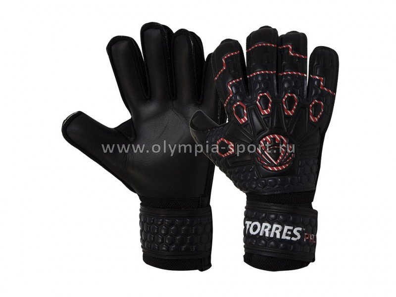 Перчатки вратарские "TORRES Pro", 4 мм латекс, удл.манж., черно-бело-красный