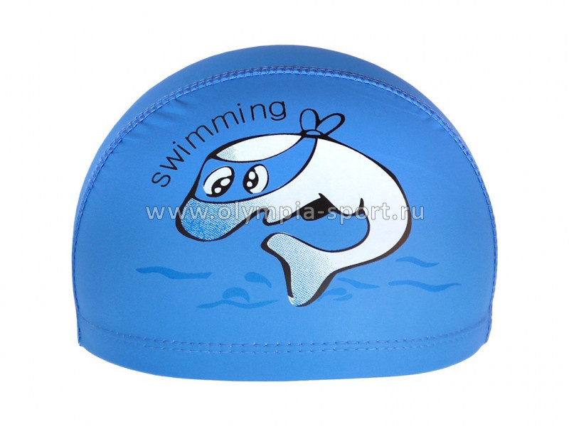 Шапочка для плавания детская ПУ Дельфин (синяя) 198-032