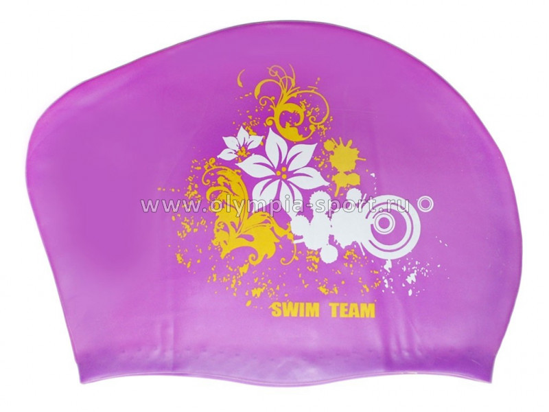 Шапочка для плавания Swim Team KW-F, для длинных волос, цветы