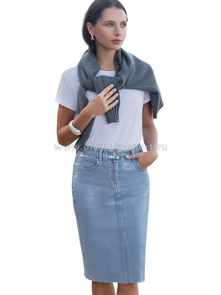 Юбка женская Vilatte D56.120 голубой-серебряный