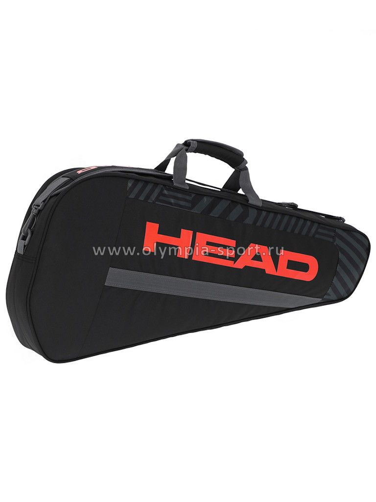 Сумка-чехол HEAD Base Racquet Bag S, с карманом, для 3 тен.ракеток, черно-коралловый