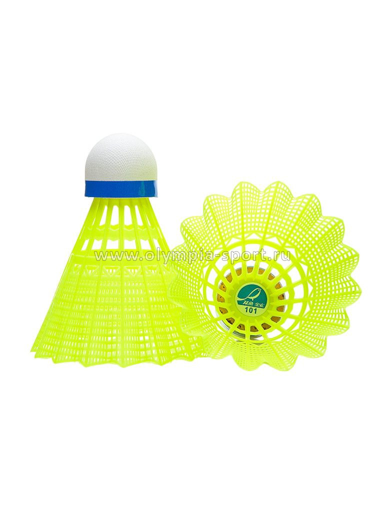 Волан для бадминтона DOUBLE FISH JINQUE 101y ( нейлон/пробка), сред.скор., желтый (1шт)