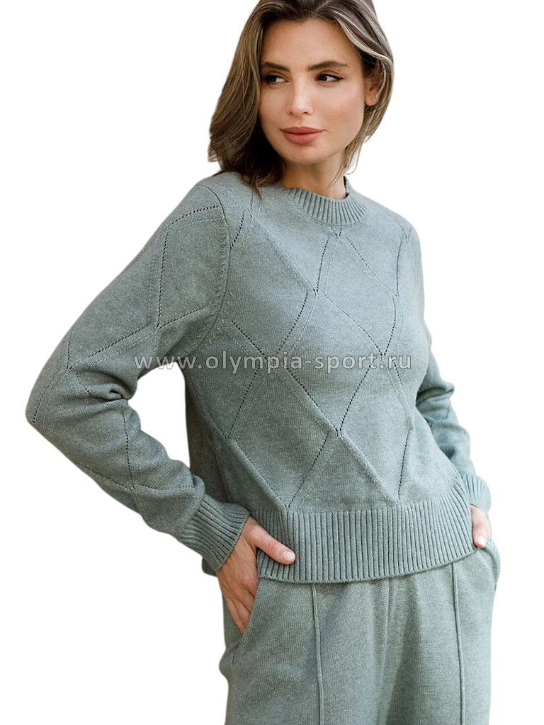 Джемпер женский Vilatte D39.356 светло-оливковый меланж