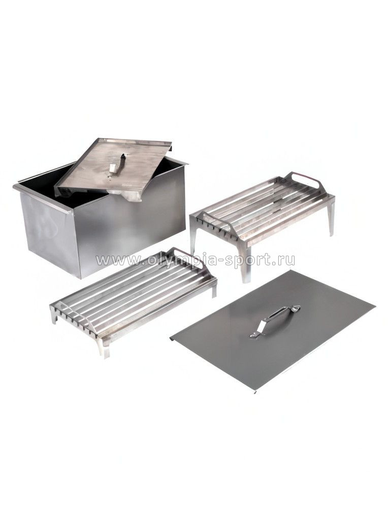 Коптильня двухярусная Следопыт 498*304*260 с поддономдля сб. жира, 1мм