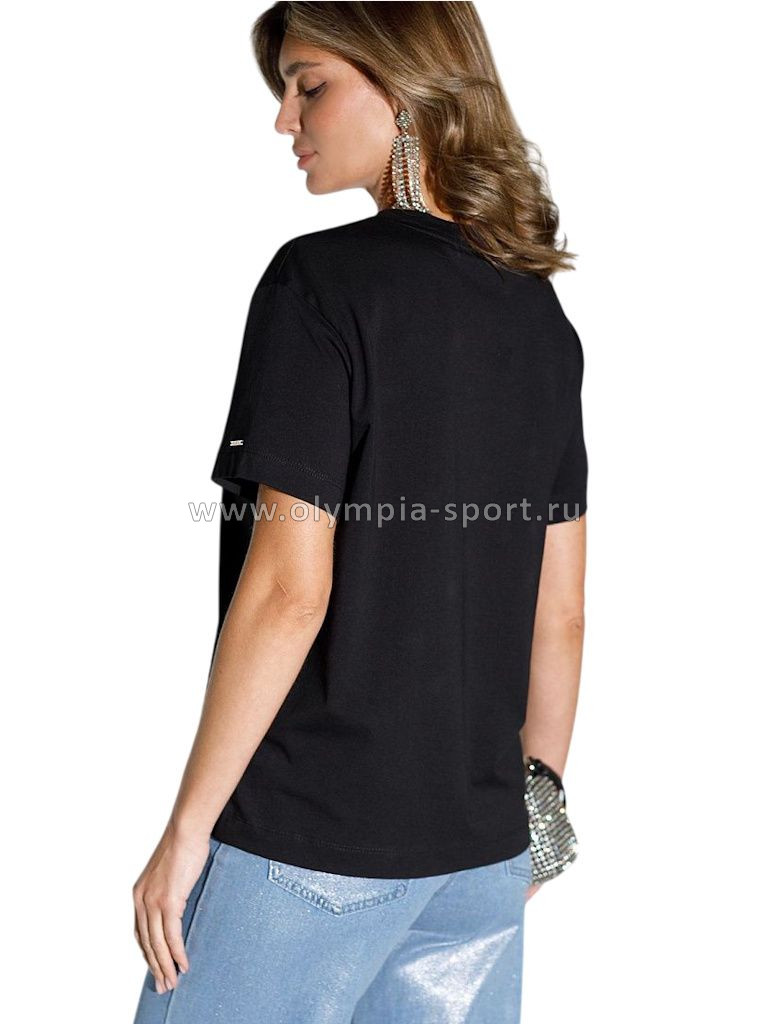 Футболка женская Vilatte D49.124 черный_стразы