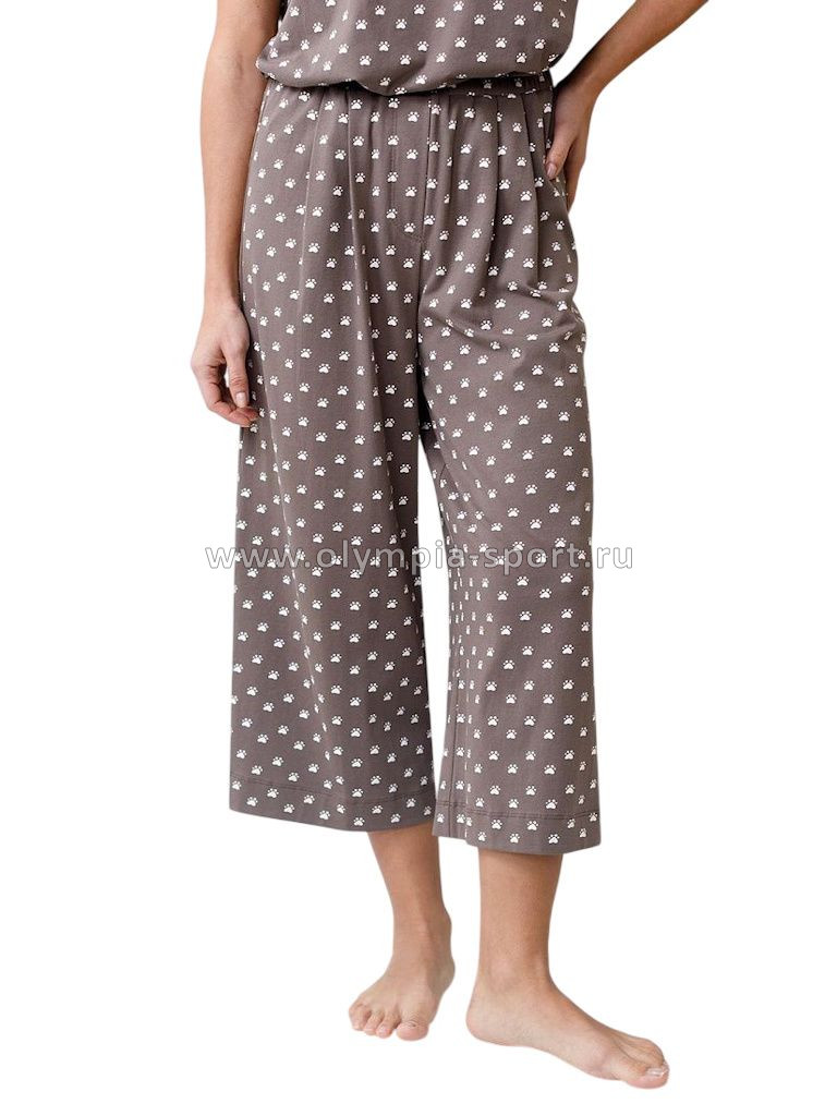 Брюки женские Vilatte D44.162 кофе-белый лапы
