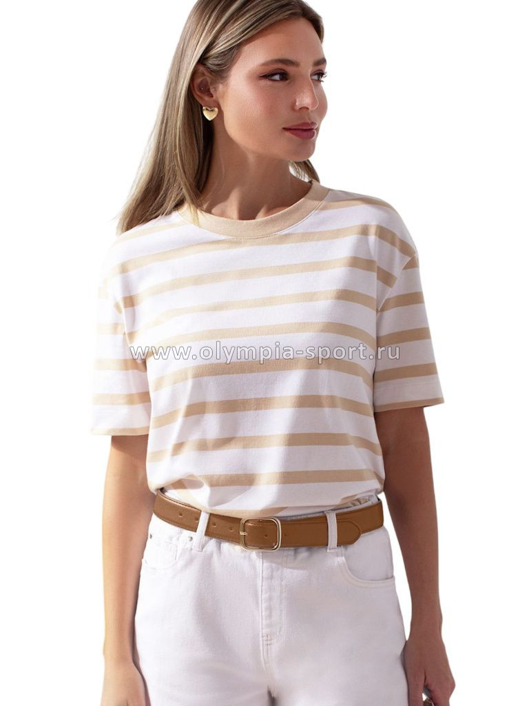 Футболка женская Vilatte D49.145 белый-бежевый