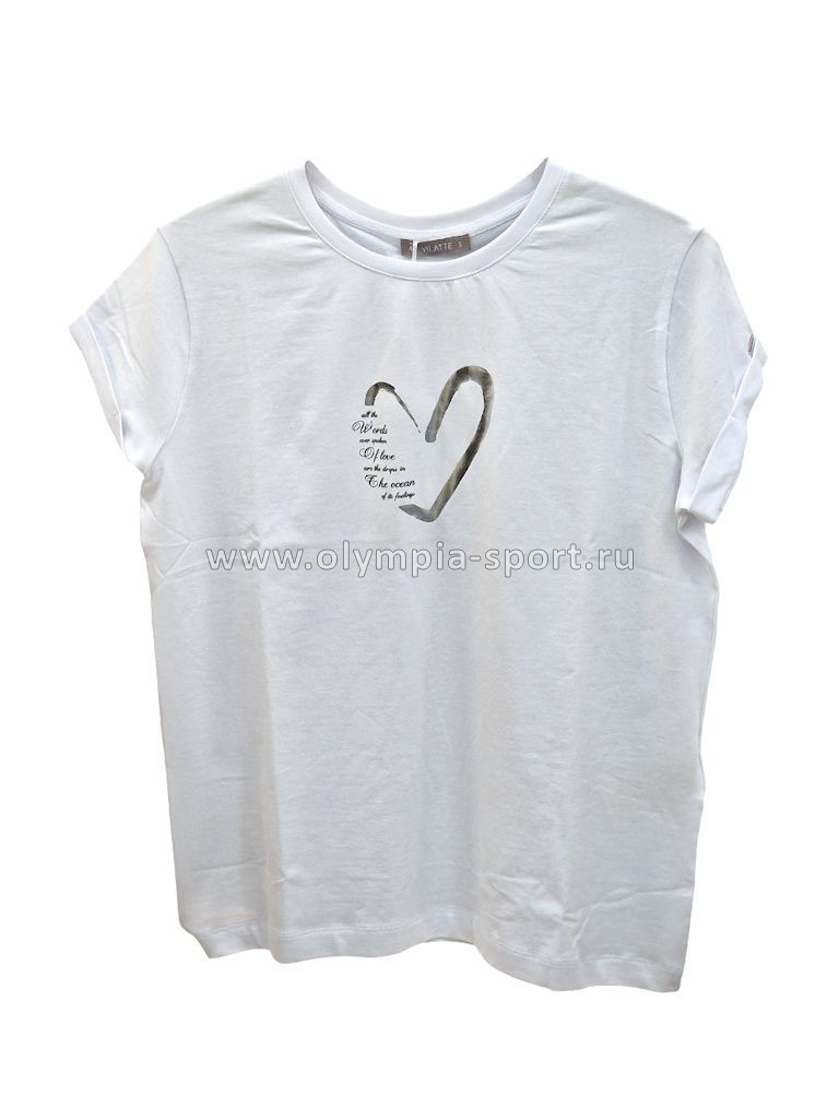Футболка женская Vilatte D49.146 белый_сердце